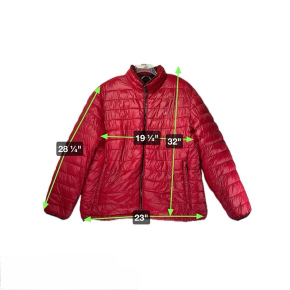 NAUTICA Mens Quilted Puffer Jacket Water Wind Resistant Red Fleece Lined XL Coat - Picture 14 of 14